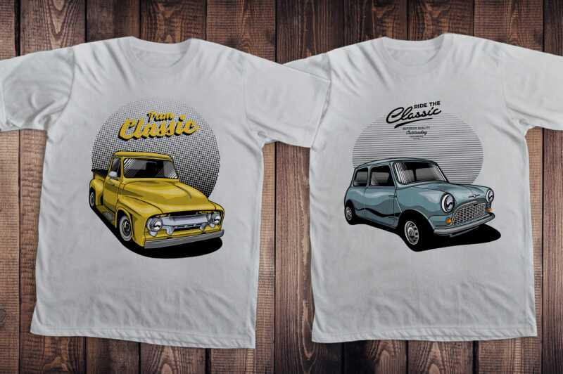 Classic Car T-shirt design Collection vol. 4