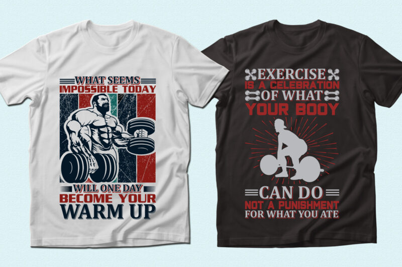 Trendy 74 Gym/Fitness quotes t-shirt designs bundle — 98% off