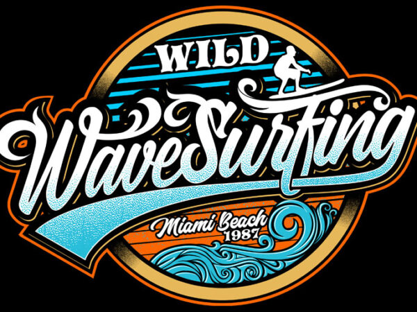 Wild wave surfing t shirt design for sale