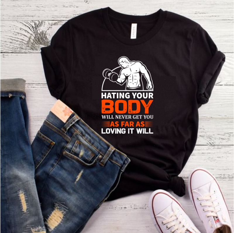 25 best selling gym/fitness quotes t-shirt designs bundle for commercial use