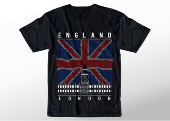 t shirt design graphic, vector, illustration flag england london lettering typography