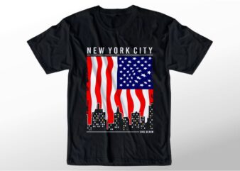 t shirt design graphic, vector, illustration flag america new york city lettering typography