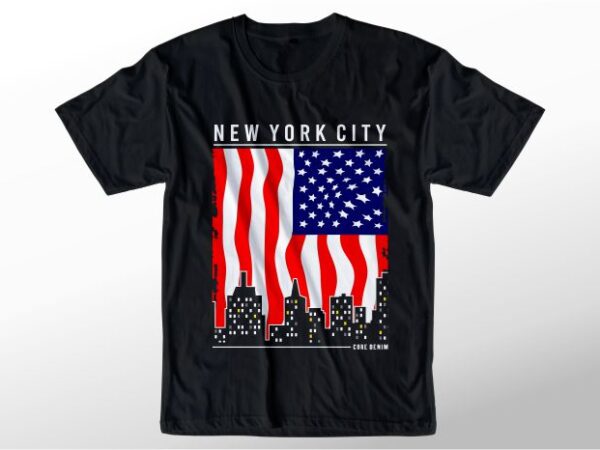T shirt design graphic, vector, illustration flag america new york city lettering typography