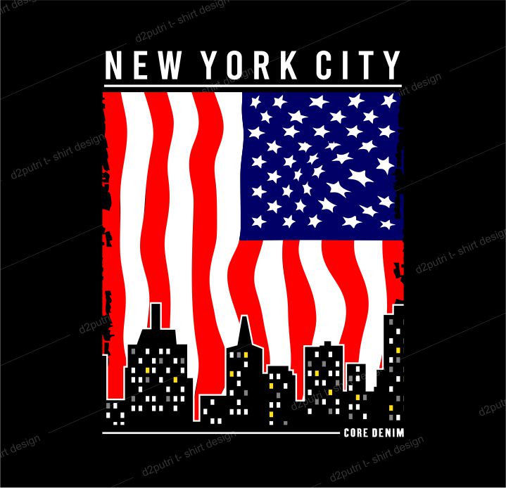 t shirt design graphic, vector, illustration flag america new york city lettering typography