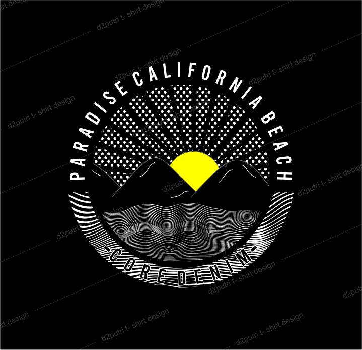 t shirt design graphic, vector, illustrationparadise california beach lettering typography