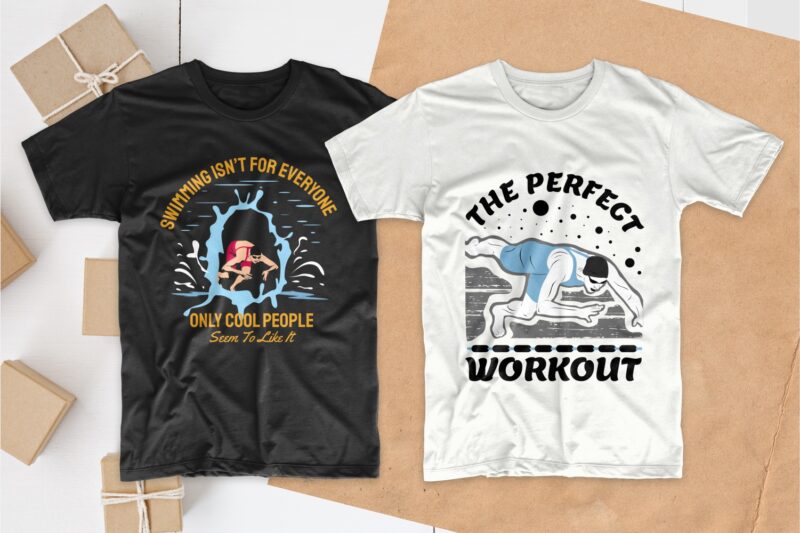 Swimming T-shirt Designs Bundle, Swimmer T shirt Design Bundle, Swimming Quotes SVG, Editable T shirt Design Collection Pack, Set of T-shirt Designs SVG Bundles for commercial use