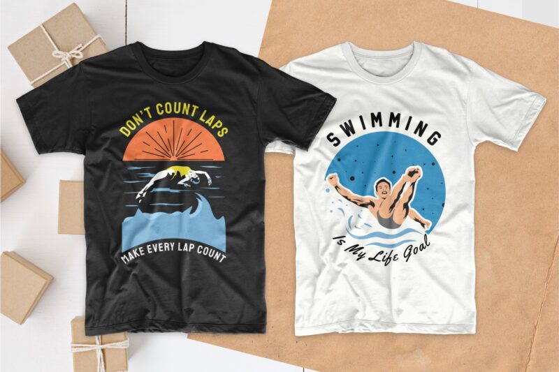 Swimming T-shirt Designs Bundle, Swimmer T shirt Design Bundle, Swimming Quotes SVG, Editable T shirt Design Collection Pack, Set of T-shirt Designs SVG Bundles for commercial use