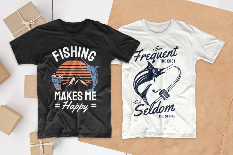 Fishing t shirt designs bundle, Editable Fishing quotes t-shirt design pack collection, commercial use t shirt designs, Vector t shirt design