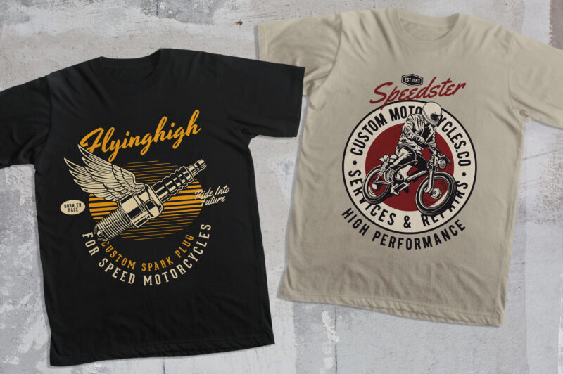 40 Vintage Motorcycle T-shirt Design Collection