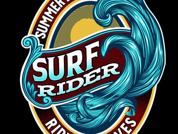 Surf rider ride the waves t shirt template vector