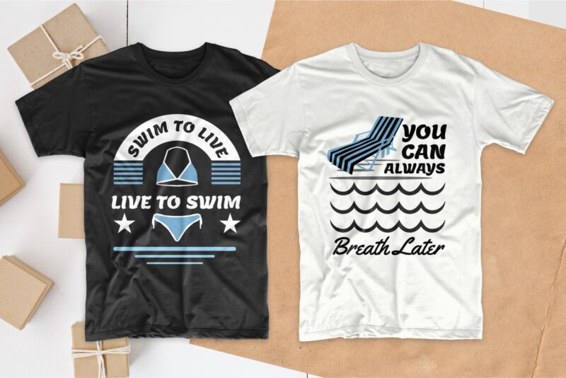 Swimming T-shirt Designs Bundle, Swimmer T shirt Design Bundle, Swimming Quotes SVG, Editable T shirt Design Collection Pack, Set of T-shirt Designs SVG Bundles for commercial use