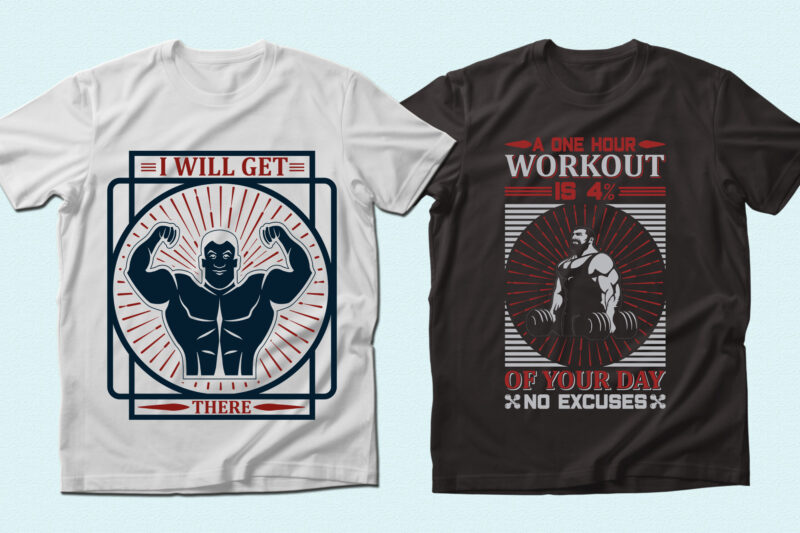 Trendy 74 Gym/Fitness quotes t-shirt designs bundle — 98% off