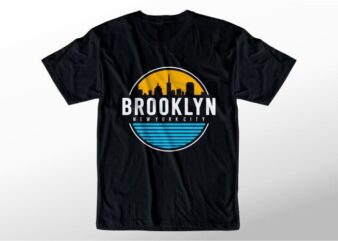 t shirt design graphic, vector, illustration brooklyn new york city lettering typography