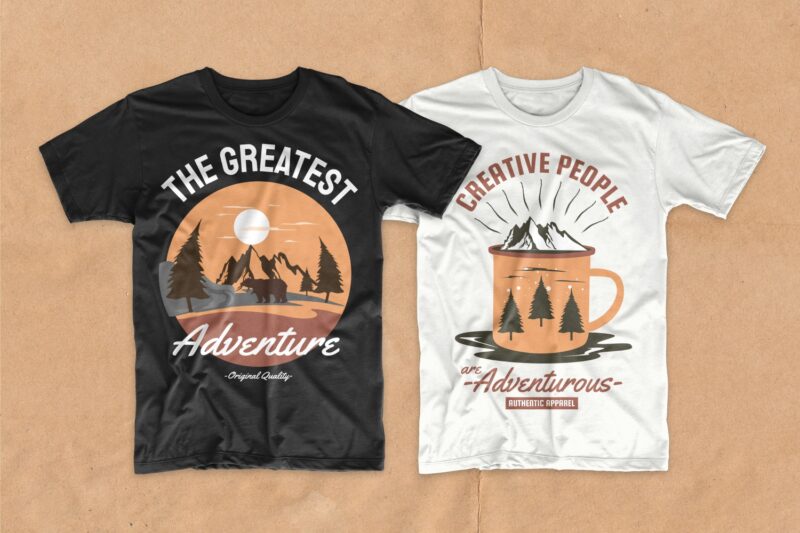 Adventure t shirt designs bundle, outdoor t-shirt designs, editable adventure quotes t-shirt design pack collection, commercial use t shirt designs, vector t shirt design