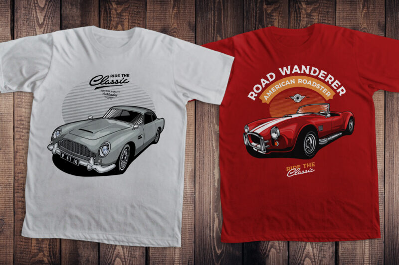 Classic Car T-shirt design Collection vol. 4