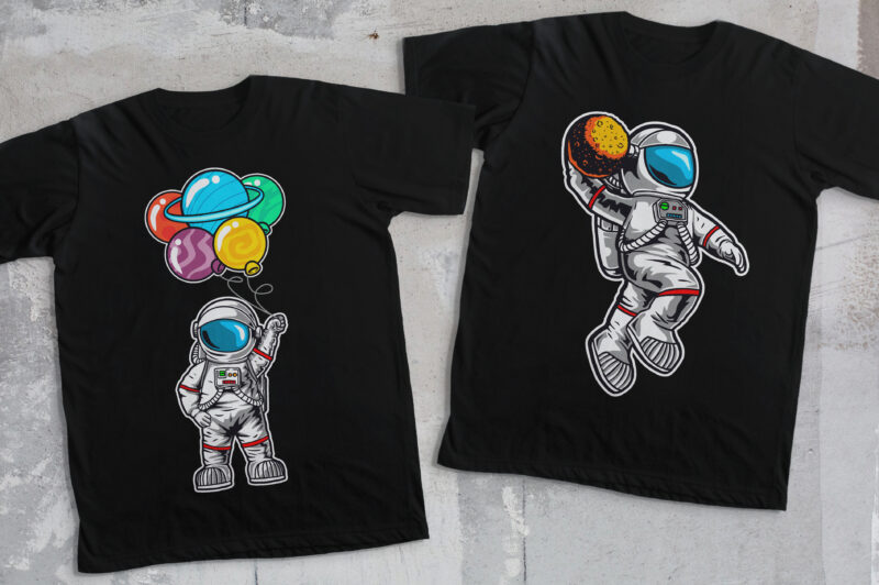 Astronaut T-shirt Design Bundle