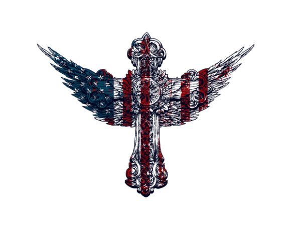 Usa flag cross t shirt vector graphic