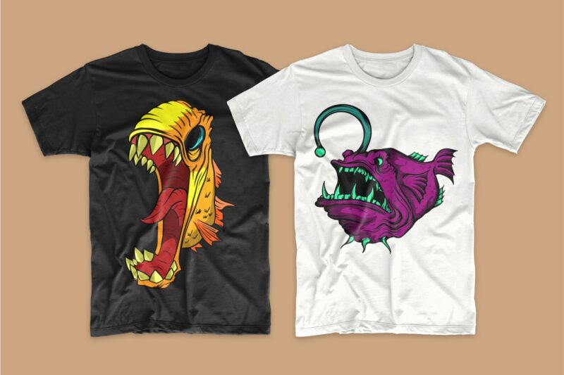 50 Monster animal t-shirt designs bundle, Cartoon t shirt design collection, t-shirt design vector packs