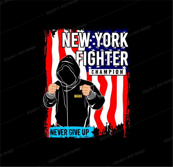 t shirt design graphic, vector, illustration new york fighter lettering typography