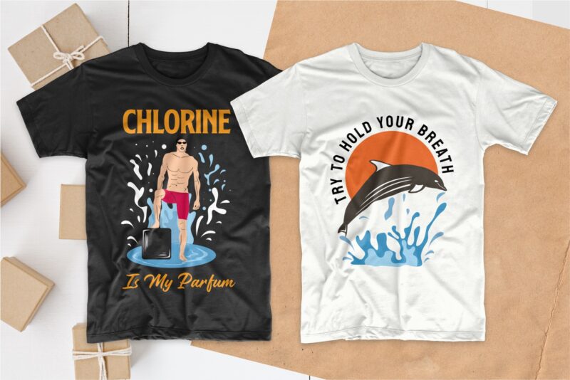 Swimming T-shirt Designs Bundle, Swimmer T shirt Design Bundle, Swimming Quotes SVG, Editable T shirt Design Collection Pack, Set of T-shirt Designs SVG Bundles for commercial use