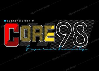 t shirt design graphic, vector, illustration core 98 lettering typography