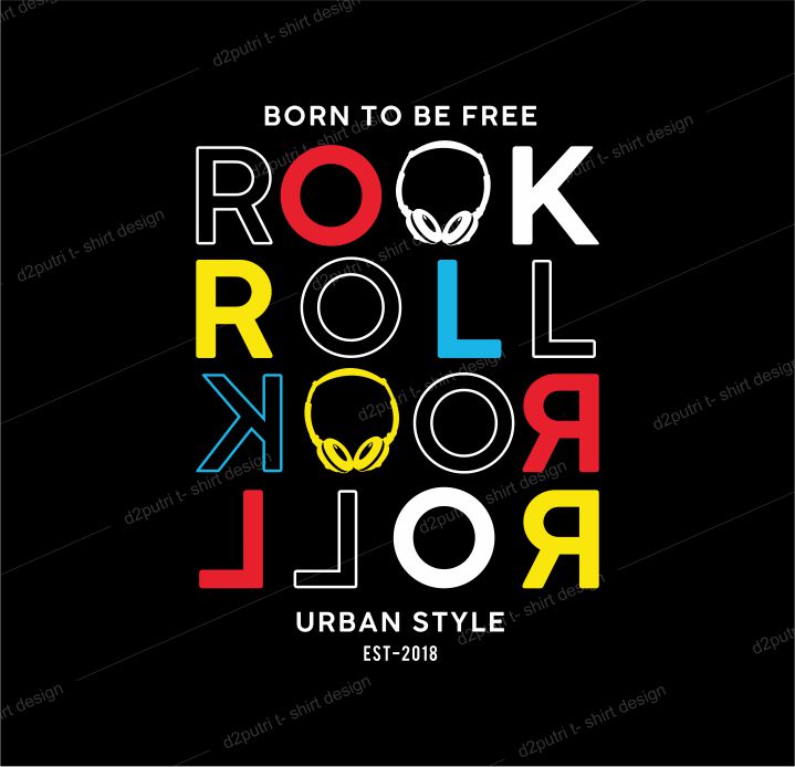 music t shirt design graphic, vector, illustration born to be free rock and roll lettering typography