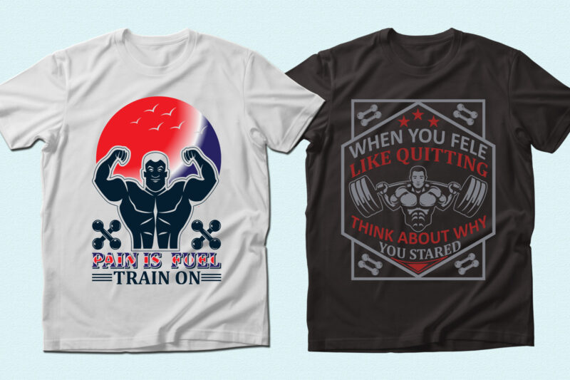 Trendy 74 Gym/Fitness quotes t-shirt designs bundle — 98% off