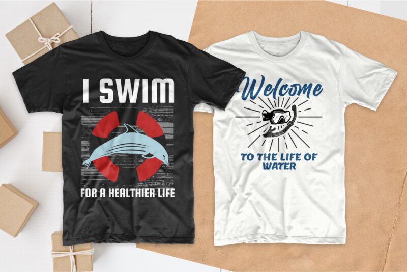 Swimming T-shirt Designs Bundle, Swimmer T shirt Design Bundle, Swimming Quotes SVG, Editable T shirt Design Collection Pack, Set of T-shirt Designs SVG Bundles for commercial use