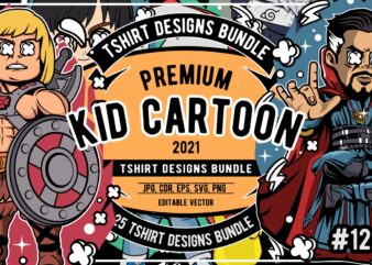 25 Kid Cartoon Tshirt Designs Bundle #12