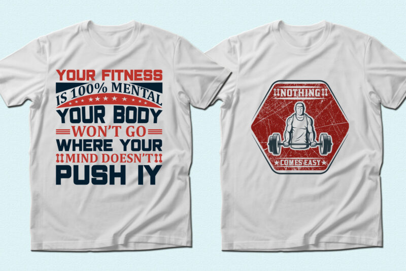 Trendy 74 Gym/Fitness quotes t-shirt designs bundle — 98% off