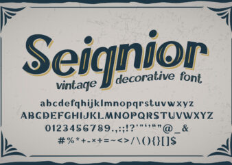 Seignior – vintage font t shirt template vector