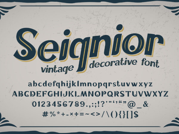 Seignior – vintage font t shirt template vector