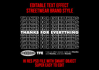 Editable text effect streetwear style #2 psd file with smart layer vector clipart