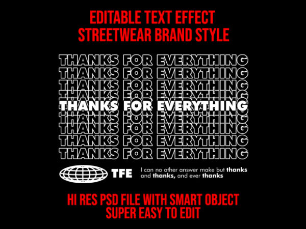 Editable text effect streetwear style #2 psd file with smart layer vector clipart