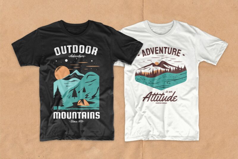 Adventure t shirt designs bundle, outdoor t-shirt designs, editable adventure quotes t-shirt design pack collection, commercial use t shirt designs, vector t shirt design