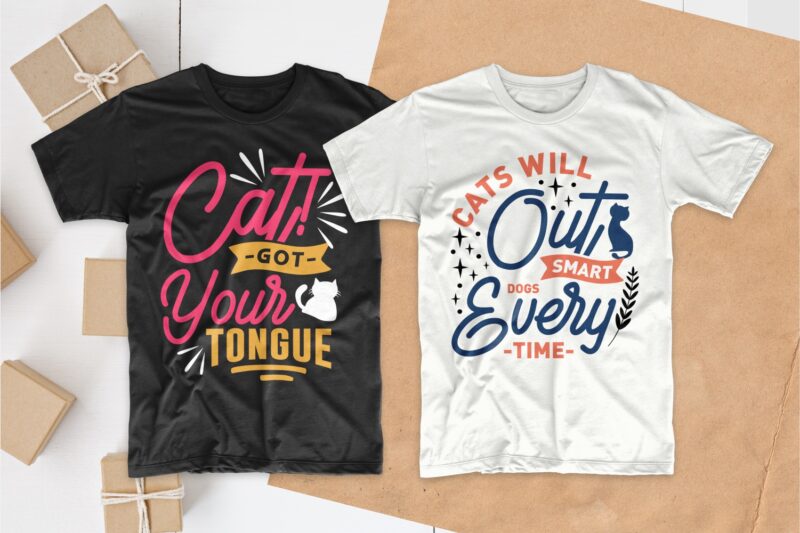Cat t shirt designs bundle, funny cat t shirt designs, cat lover t shirt design, typography t shirt design for commercial use, t shirt design pack collection