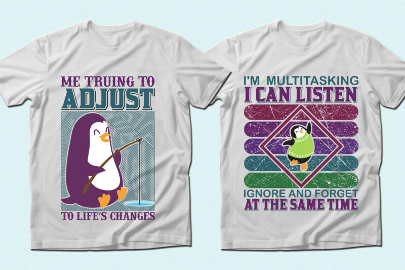 Trendy 71 Penguin quotes t-shirt designs bundle — 98% off