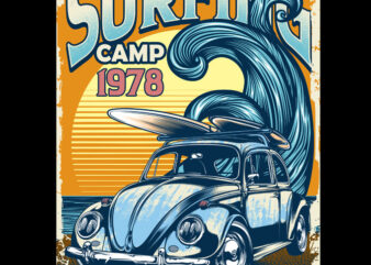 SURFING CAMP t shirt template vector