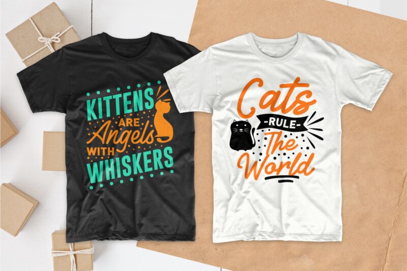 Cat t shirt designs bundle, funny cat t shirt designs, cat lover t shirt design, typography t shirt design for commercial use, t shirt design pack collection