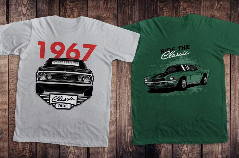 Classic Car T-shirt design Collection vol. 4