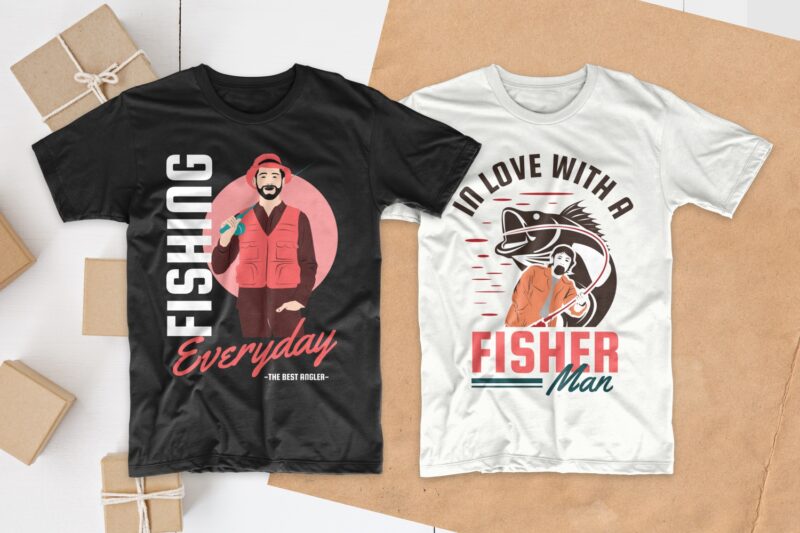 Fishing t shirt designs bundle, Editable Fishing quotes t-shirt design pack collection, commercial use t shirt designs, Vector t shirt design