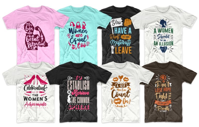 Women’s day t-shirt designs bundle, International women’s day quotes t shirt pack collection, T shirts for women, Women’s day SVG