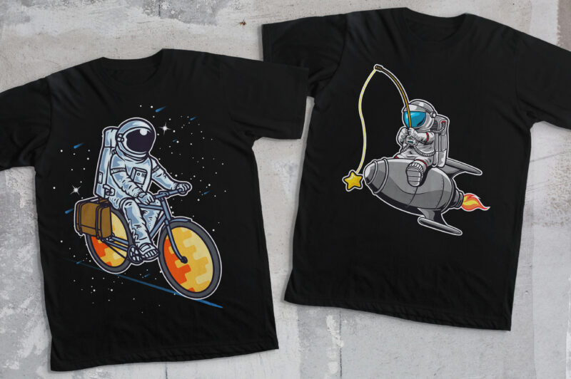 Astronaut T-shirt Design Bundle