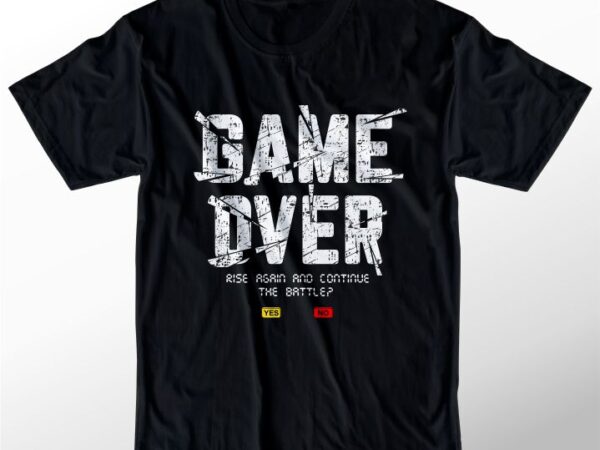 T shirt design graphic, vector, illustration game over lettering typography