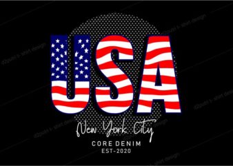 t shirt design graphic, vector, illustration usa new york city lettering typography