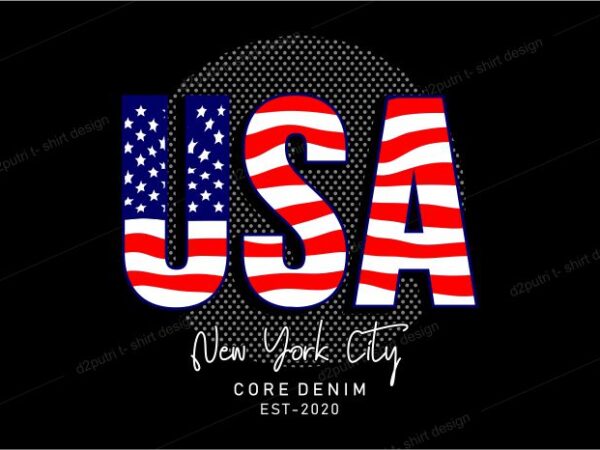 T shirt design graphic, vector, illustration usa new york city lettering typography