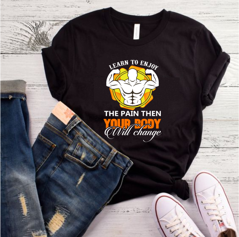 best selling gym/fitness quotes t-shirt designs bundle for commercial use