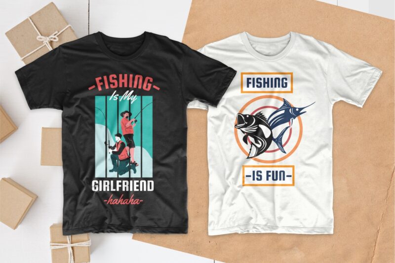 Fishing t shirt designs bundle, Editable Fishing quotes t-shirt design pack collection, commercial use t shirt designs, Vector t shirt design