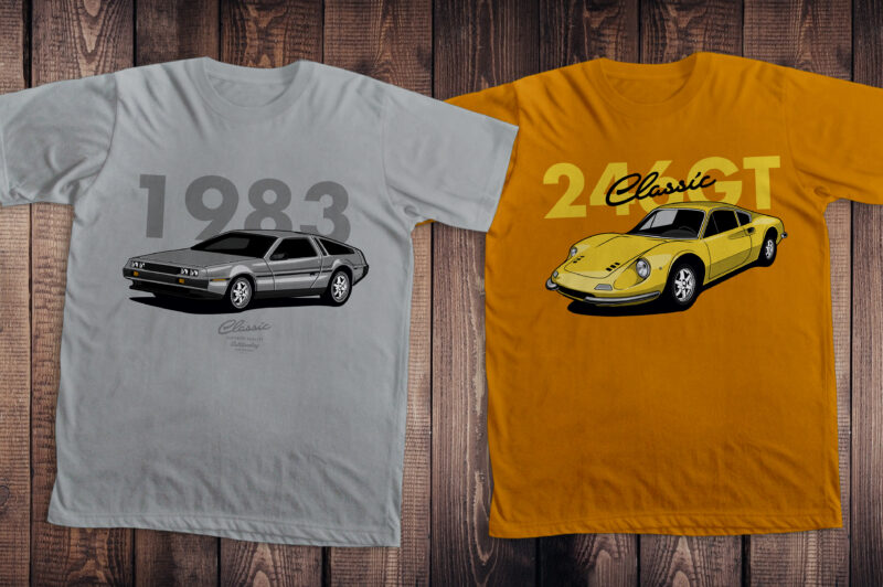 Classic Car T-shirt design Collection vol. 4