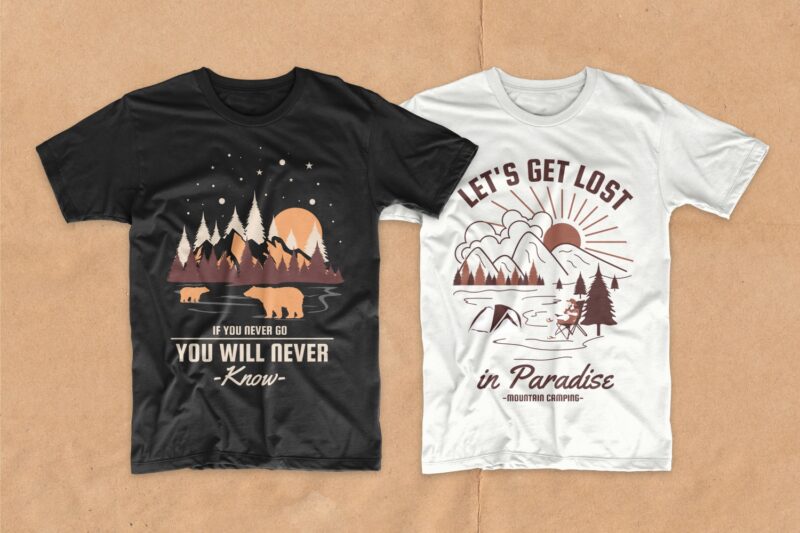 Adventure t shirt designs bundle, outdoor t-shirt designs, editable adventure quotes t-shirt design pack collection, commercial use t shirt designs, vector t shirt design